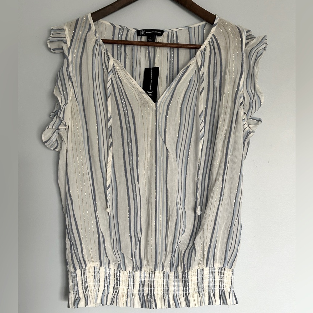 INC Large flutter sleeve blouson blouse